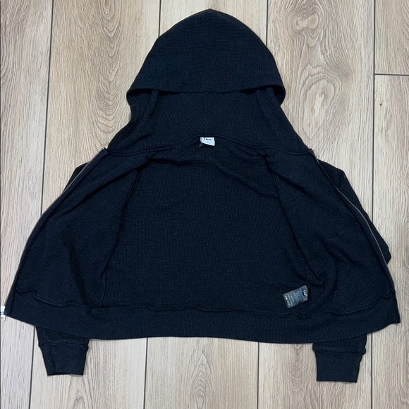 TNA Waffle Crop Black Zip-Up Hoodie - Picture 8 of 16